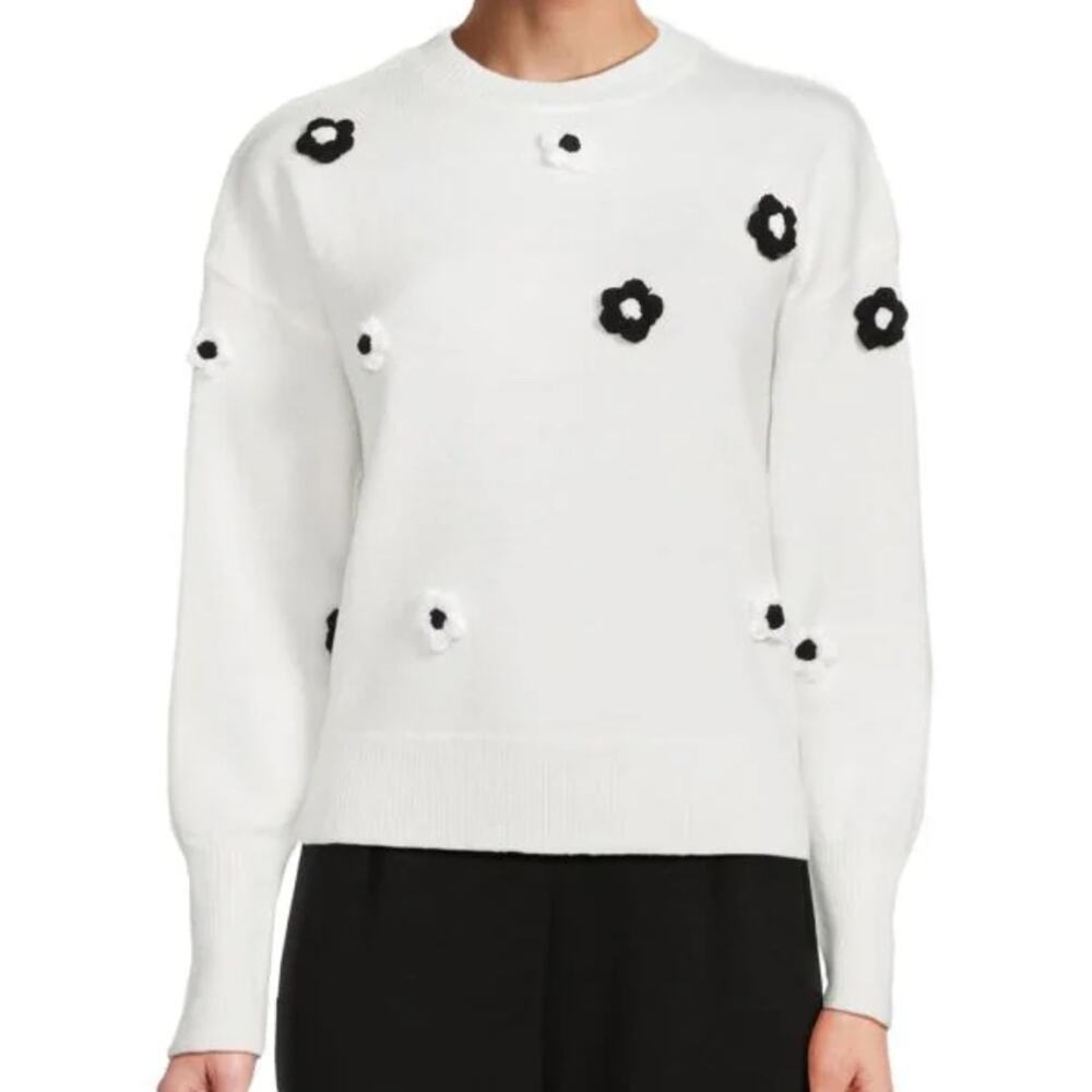 NANETTE LEPORE Women's Floral Appliqué Sweater - XL - NWT
